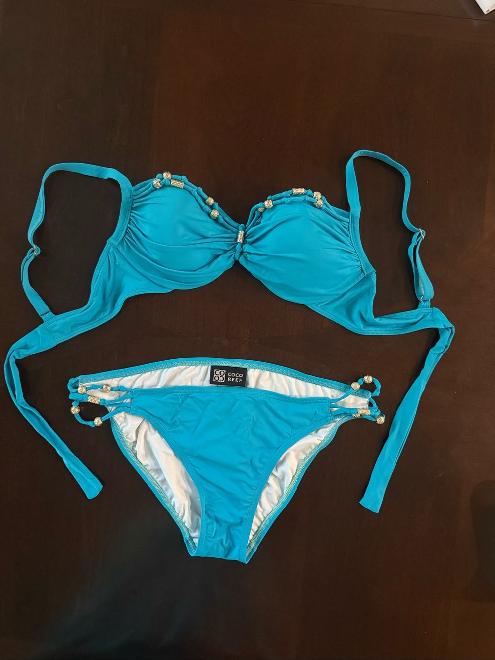 Coco Reef Turquoise Beaded Two-Piece Bikini